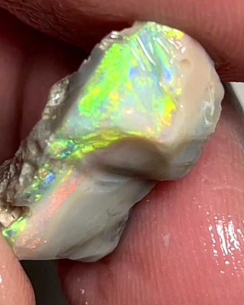 Lightning Ridge 9.5cts Dark base Seam Opal rough Gorgeous Bright Multicolours 20x9x6mm 1101