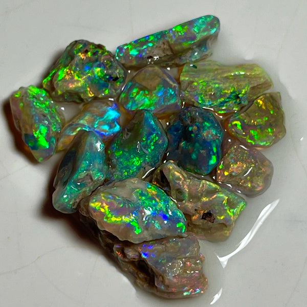 Cutters Knobby opal rough Candy 29.75cts Ultra Bright & Vibrant Blingy Yellow Dominant Multifires to Cut  12x7x5mm to 6x5x2mm NEW944