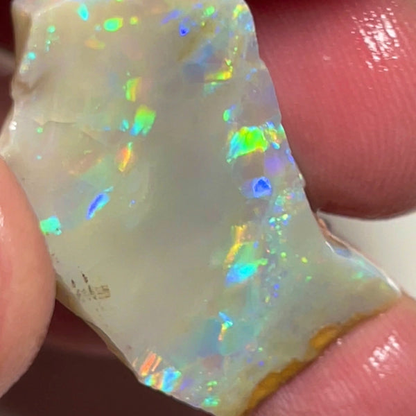 Lightning Ridge Big Sized Seam opal rub/rough 31.75cts Loaded with Bright Multicolours Inc Oranges & Yellows 32.00x 17.00x 6.00mm NEW948