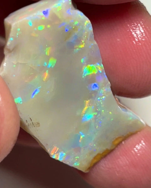 Lightning Ridge Big Sized Seam opal rub/rough 31.75cts Loaded with Bright Multicolours Inc Oranges & Yellows 32.00x 17.00x 6.00mm NEW948