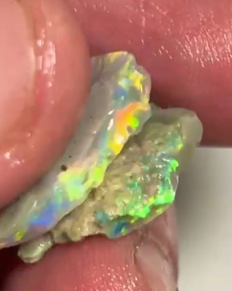 Allawah Knobby opal rough pair to cut 15.75cts Gorgeous Bright Yellow/Green/Orange dominant fires in highly visible bars 22x17x3mm & 19x13x3 mm NEW952