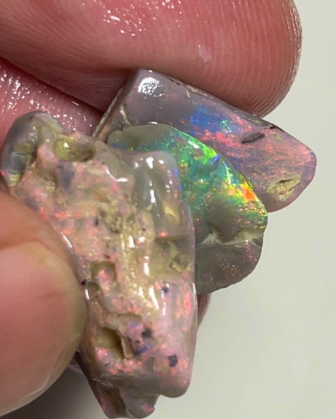 Pinks Anyone ? Lightning Dark Base knobby opal rough stack 20.00cts Stunning Multi fires 22x15x6 to 15x10x3mm  NSW159