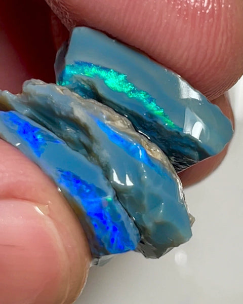 Stack of Dark Base seam opal rough Lightning Ridge 25.50cts Nice bars with Greens & blues to Cut & Polish 20x18x4 to 15x10x3mm  NSW156