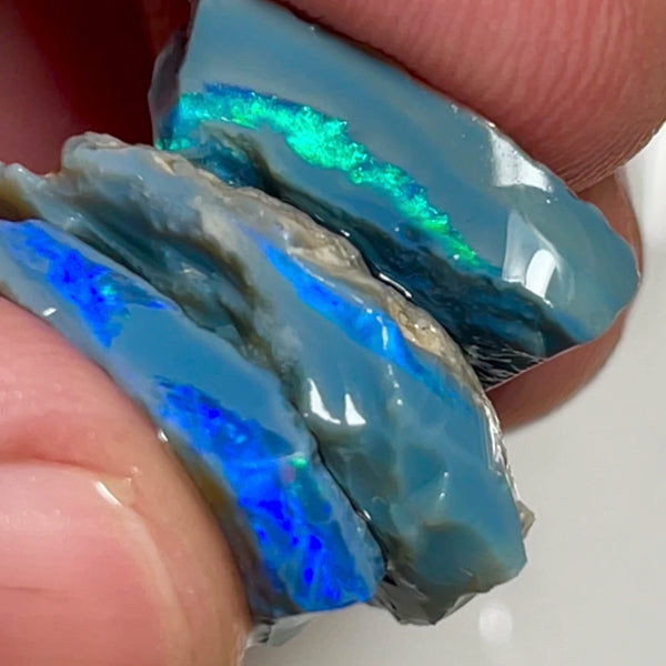 Stack of Dark Base seam opal rough Lightning Ridge 25.50cts Nice bars with Greens & blues to Cut & Polish 20x18x4 to 15x10x3mm  NSW156