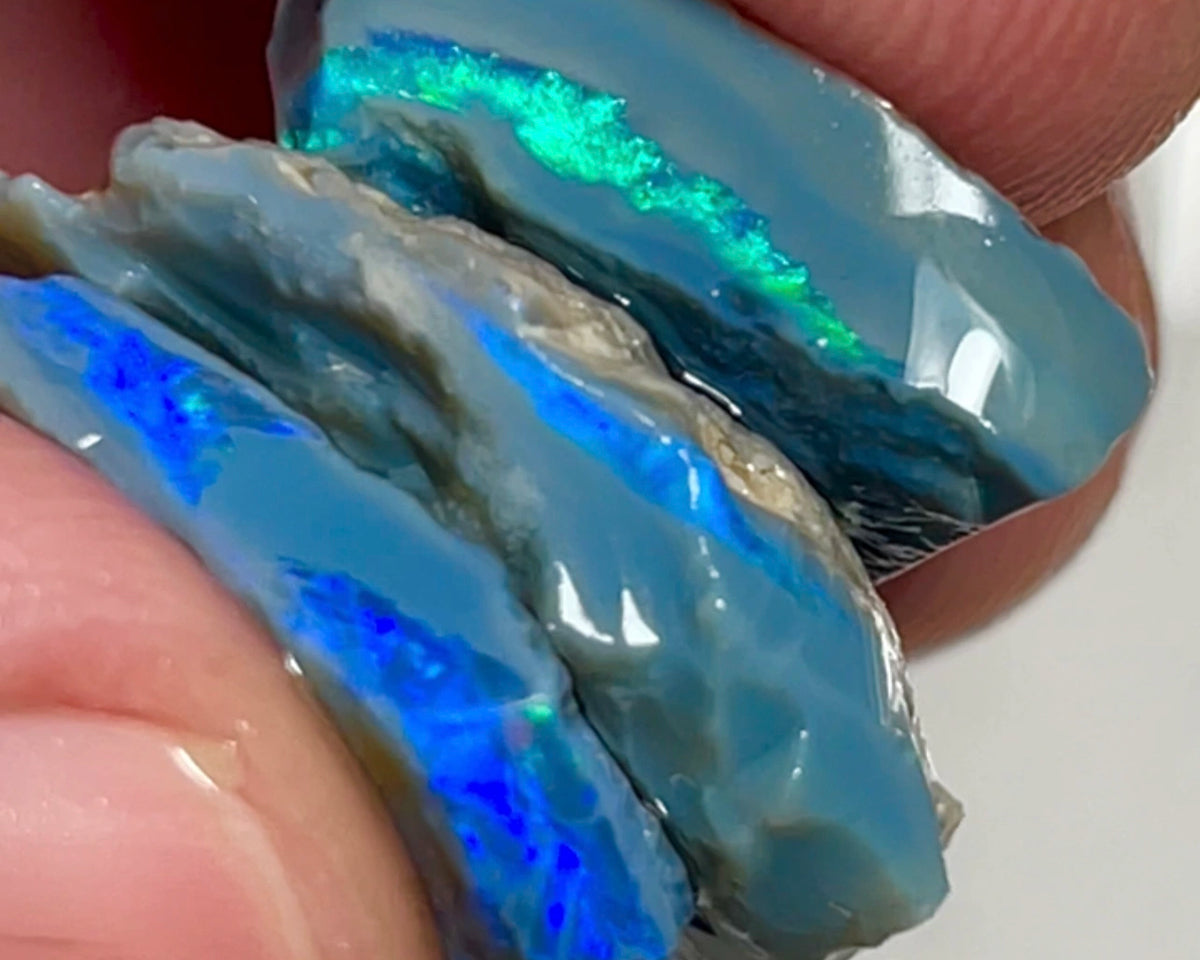 Stack of Dark Base seam opal rough Lightning Ridge 25.50cts Nice bars with Greens & blues to Cut & Polish 20x18x4 to 15x10x3mm  NSW156