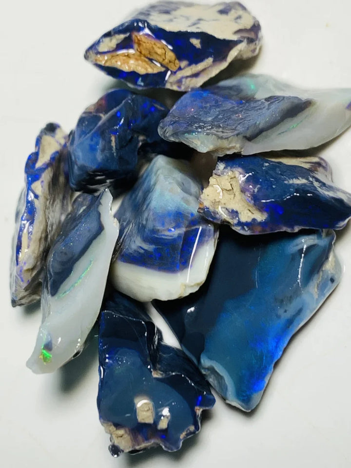 Lightning Ridge Rough Black & Dark Seams Opal Parcel 70cts Lots of Potential & Cutters Lots Bright colours & bars 20x15x3mm to 12x10x5mm WSY72