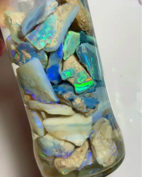 Gorgeous Seam opal rough Lightning Ridge 245.00cts Bright Multicolours to go at 25x15x4 to 12x8x2 mm NEW905