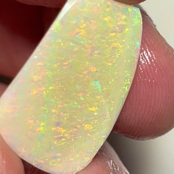Stunning Big Sized Seam opal rub Lightning Ridge 10.00cts Bright Yellow/Orange dominant fires in Confetti / Floral pattern final shape & Polish to set 25.00x 15.00x 3.00mm  NEW963