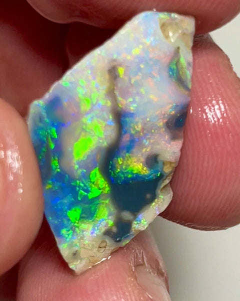 Mulga® Gem Dark Seam opal rough/rub 5.40cts Wee Warra Plains Very Exotic Super Bright Bling Bling Yellow Dominant Multi Fires Super sexy Who wants this one ? 25.00x 15.00x 2.50mm NEW929