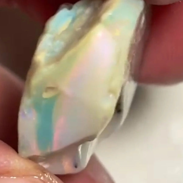 Pinks Lady's ? Lightning Ridge Seam opal rough to cut 30.75cts Gorgeous Pink dominant Multifires to cut 26x22x7 mm NEW955