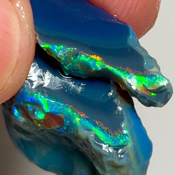 Reds & Multifires on BlackSeam rough opals of Lightning Ridge 28.50cts Gorgeous Bright colours to Chase/explore/cut 32x19x2 & 25x7x4mm NSW124