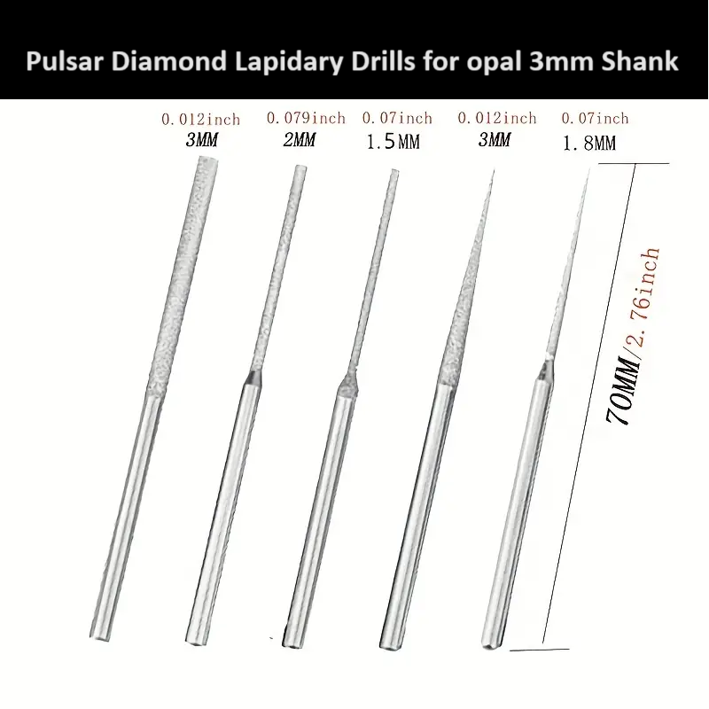 Pulsar Diamond Lapidary / Opal / Glass Drilling / Hole Making set of 6x 3mm Shank fit Dremel & other Multitools