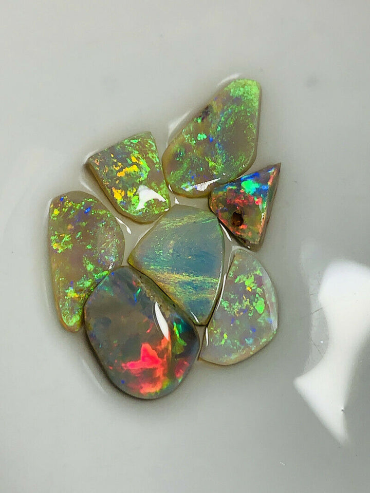 Australian Opal Rubs parcel  Gem Grade Dark  - Crystal Miners Bench® Rubs / Preforms 14cts Lots of Lovely bright FIRES / MULTIFIRES 13x10x2mm to 9x7x3mm GEM1443