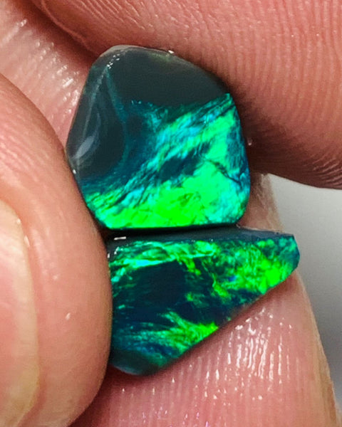 Australian Black Opal Rough Rub GEM GRADE PAIR 2.8cts Mulga® Field of Grawin Bright and Vibrant MultiFires Top Notch!!! WSC343