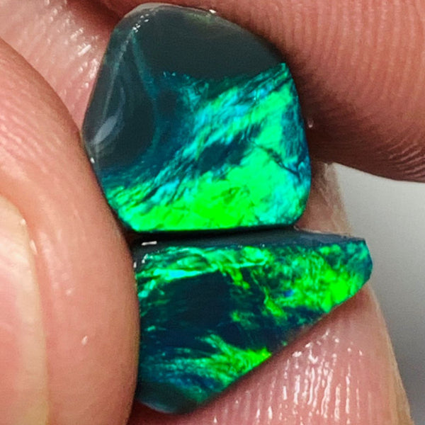 Australian Black Opal Rough Rub GEM GRADE PAIR 2.8cts Mulga® Field of Grawin Bright and Vibrant MultiFires Top Notch!!! WSC343