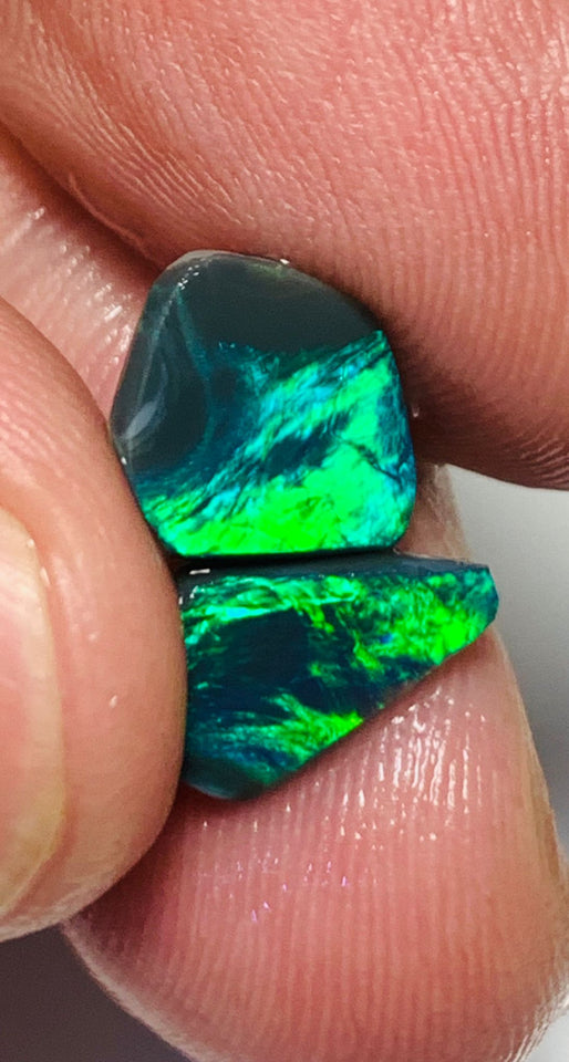 Australian Black Opal Rough Rub GEM GRADE PAIR 2.8cts Mulga® Field of Grawin Bright and Vibrant MultiFires Top Notch!!! WSC343