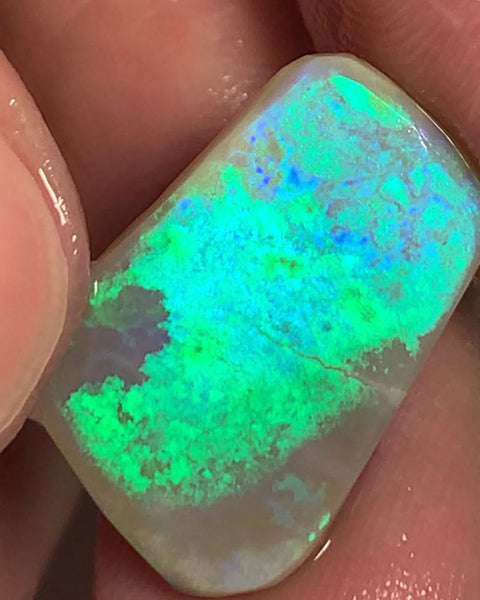 Australian Rough Rub Mintabie Opal 9.4cts Semi Black Seam Top Brightness Super Saturated &  Vivid Multifires Packed with Potential 20x14x3mm WSN49