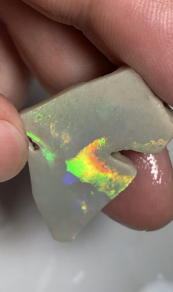 Australian Opal Rough / Rub / Potential Grade Huge 27cts Amazing Multi  zones of Broadflash a rainbow of Multi fires 35x20x8mm WSN54