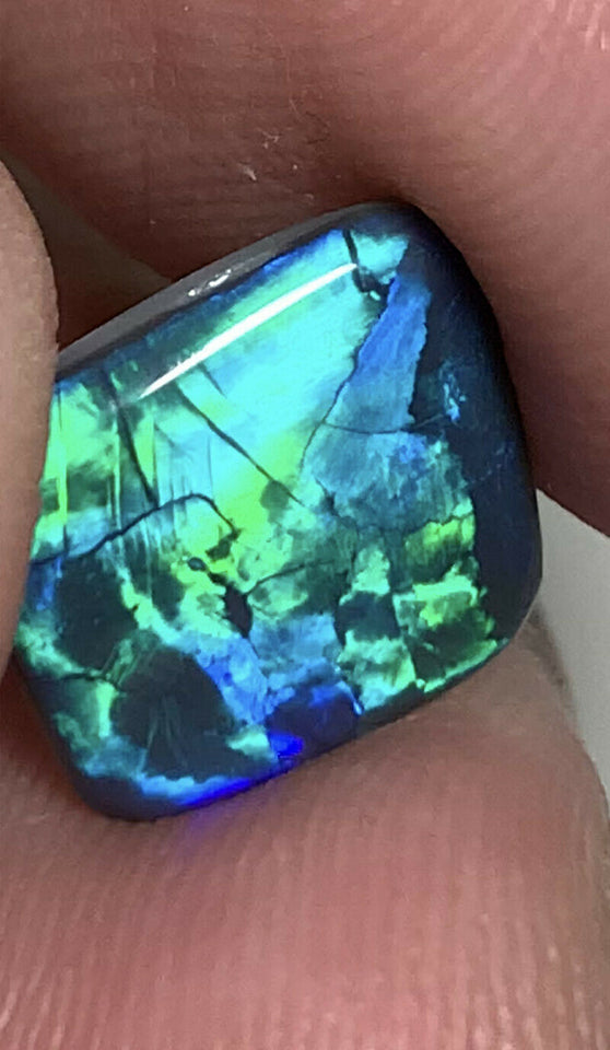 Australian Black Opal Gemstone 2.6cts AAA Quality Mulga® N1 Body Tone B1 Brightness Saturation of Green & Blue tones 10x9x2.5mm GEM26