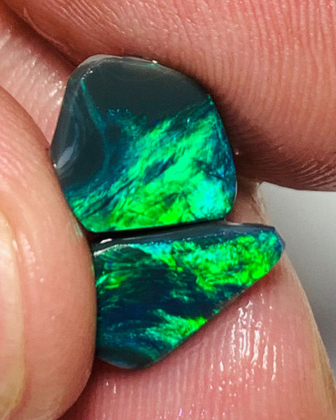 Australian Black Opal Rough Rub GEM GRADE PAIR 2.8cts Mulga® Field of Grawin Bright and Vibrant MultiFires Top Notch!!! WSC343