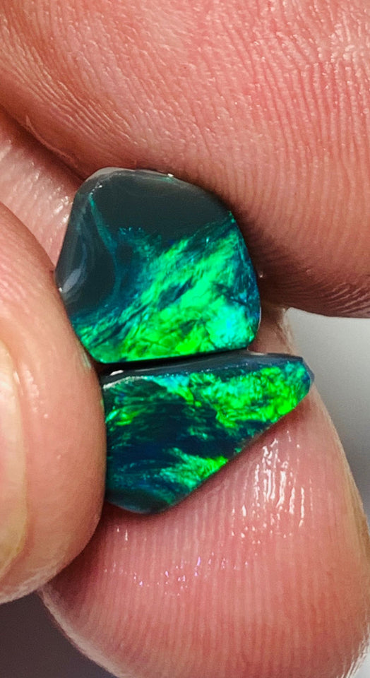 Australian Black Opal Rough Rub GEM GRADE PAIR 2.8cts Mulga® Field of Grawin Bright and Vibrant MultiFires Top Notch!!! WSC343