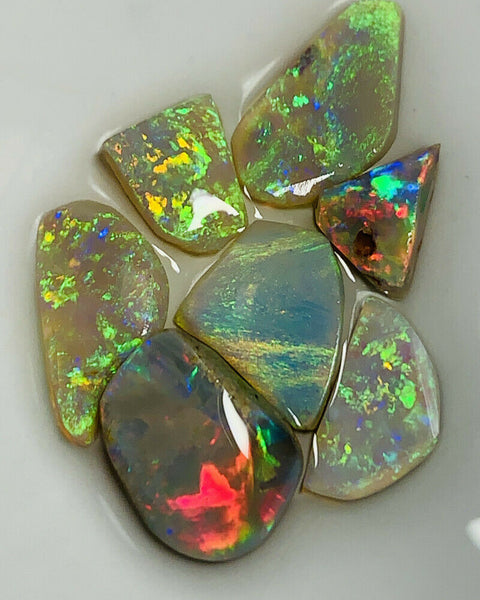 Australian Opal Rubs parcel  Gem Grade Dark  - Crystal Miners Bench® Rubs / Preforms 14cts Lots of Lovely bright FIRES / MULTIFIRES 13x10x2mm to 9x7x3mm GEM1443