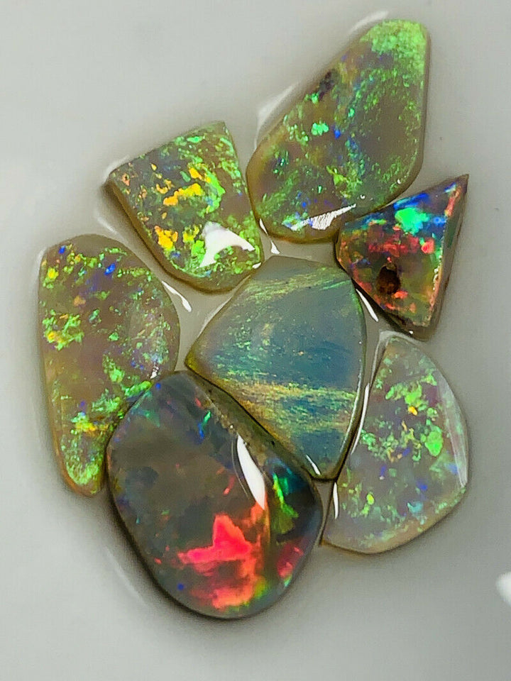Australian Opal Rubs parcel  Gem Grade Dark  - Crystal Miners Bench® Rubs / Preforms 14cts Lots of Lovely bright FIRES / MULTIFIRES 13x10x2mm to 9x7x3mm GEM1443