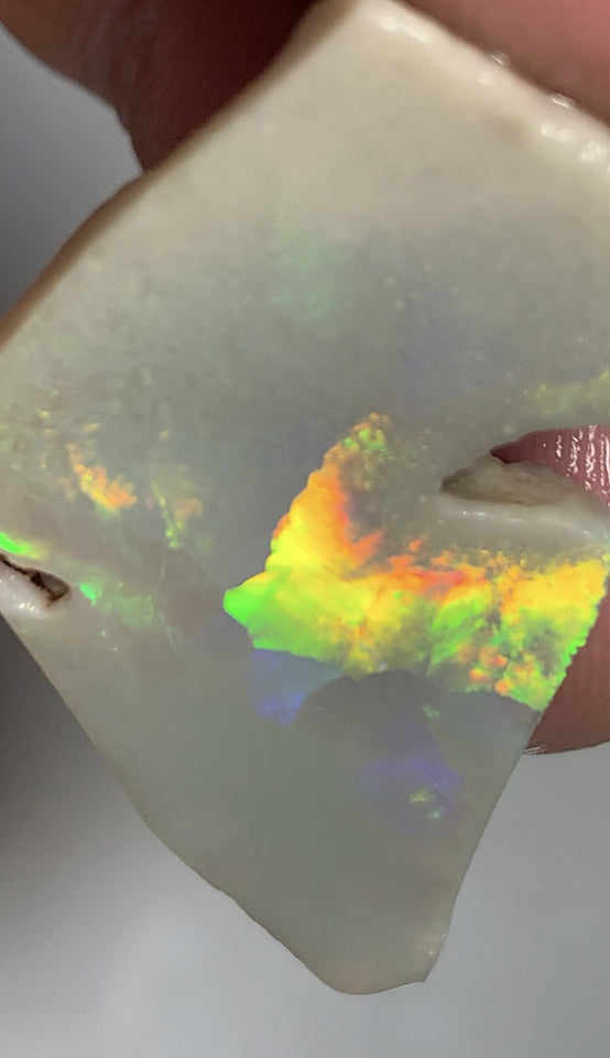 Australian Opal Rough / Rub / Potential Grade Huge 27cts Amazing Multi  zones of Broadflash a rainbow of Multi fires 35x20x8mm WSN54