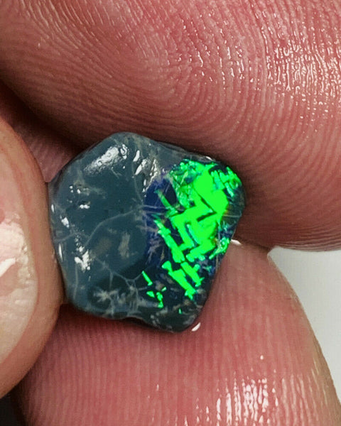 Australian Opal Gem Quality N4 Black Rub 2cts Rough / Rub / Preform Super bright FIRES Chinese Writing / chaff  10x9x3 GEM258