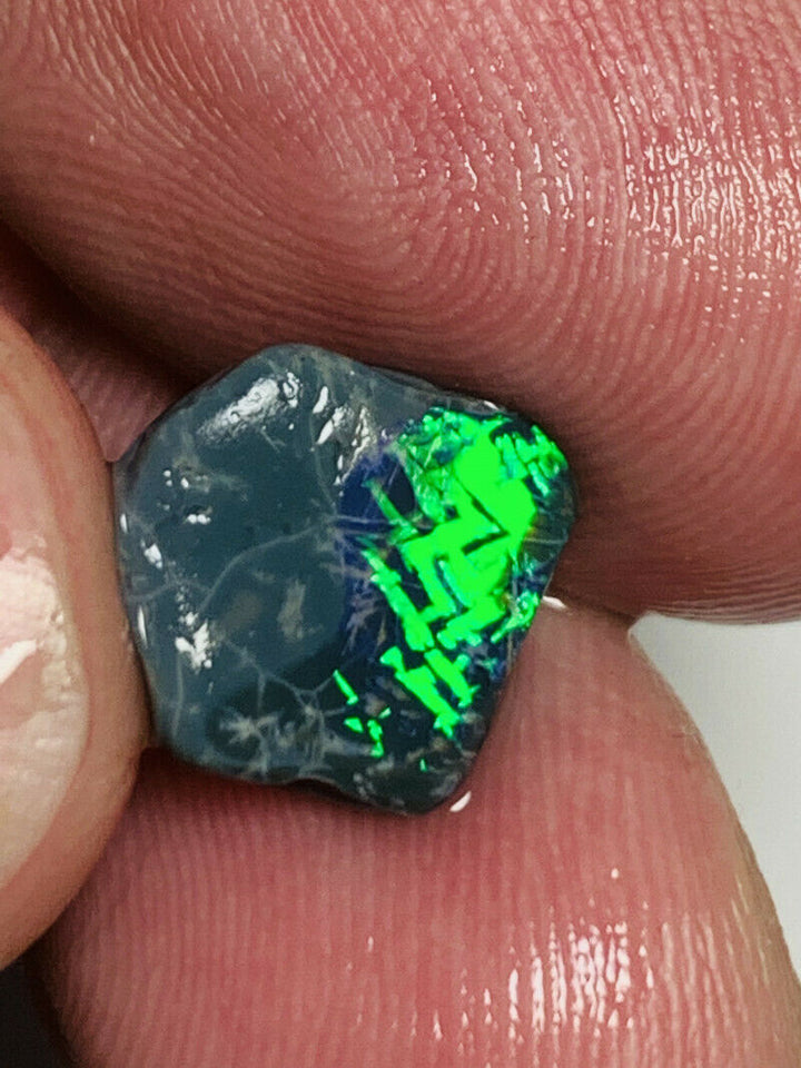 Australian Opal Gem Quality N4 Black Rub 2cts Rough / Rub / Preform Super bright FIRES Chinese Writing / chaff  10x9x3 GEM258