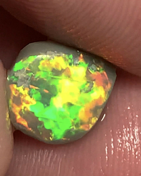 Australian Opal Amazing Gem Quality Semi Black Rub 2cts Rough / Rub / Preform Super bright MULTIFIRES Broadflash zones & bits of chaff  10x8x3 GEM199