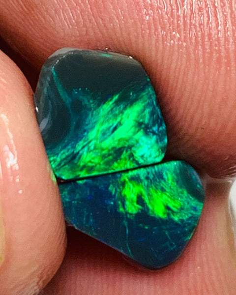 Australian Black Opal Rough Rub GEM GRADE PAIR 2.8cts Mulga® Field of Grawin Bright and Vibrant MultiFires Top Notch!!! WSC343