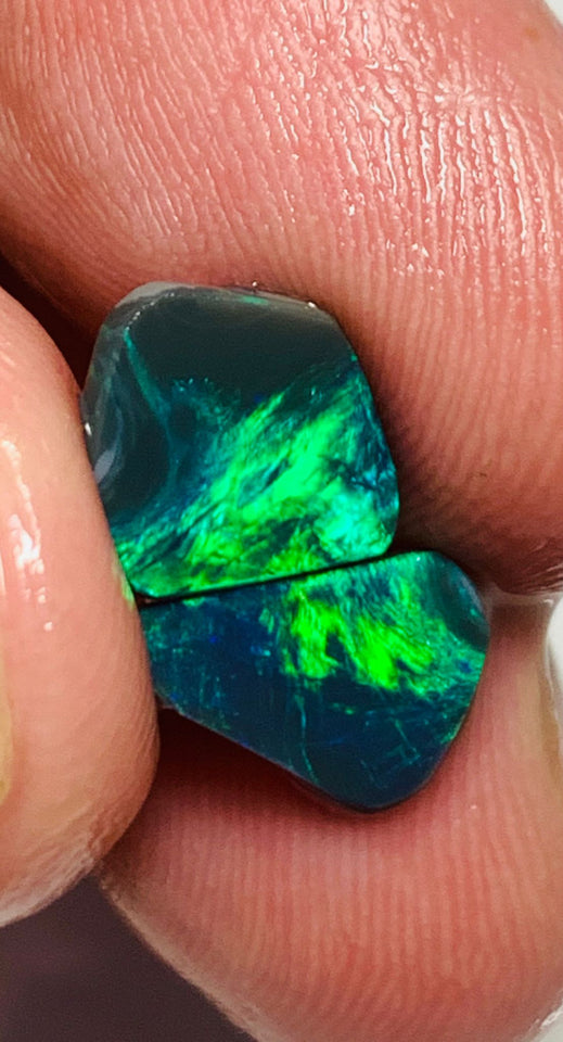 Australian Black Opal Rough Rub GEM GRADE PAIR 2.8cts Mulga® Field of Grawin Bright and Vibrant MultiFires Top Notch!!! WSC343
