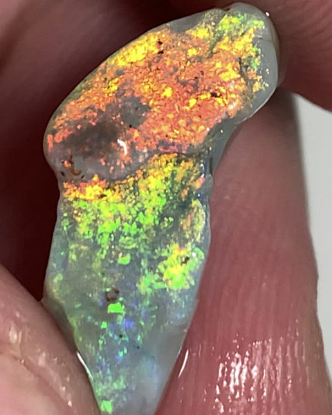 Australian Rough Opal 5.8cts Exquisite Handpicked Select Semi Black Untouched Seam Super Bright Multi colour fires to Cut / carve 20x8x6mm GEM1949