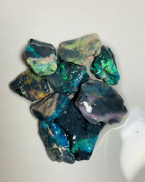 Australian Rough GEM GRADE Mulga® Field Black Opal Parcel 30cts Beautiful & Bright Reds & MultiFires for cutters 12x10x6mm to 11x7x3mm GEM1382