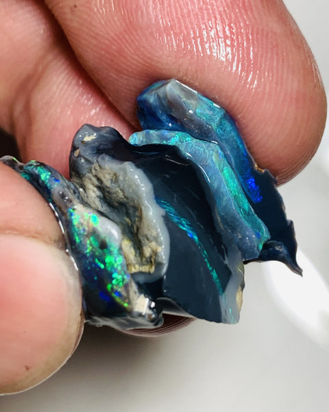 Australian Rough Opal Black Seam Stack 23cts  Exotic Gorgeous Bright Lovely FIRES in nice bars to cut 17x10x6mm to 20x6x3mm WSP59