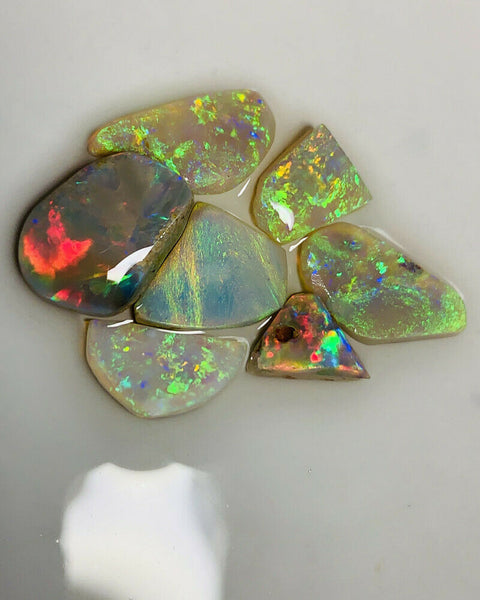 Australian Opal Rubs parcel  Gem Grade Dark  - Crystal Miners Bench® Rubs / Preforms 14cts Lots of Lovely bright FIRES / MULTIFIRES 13x10x2mm to 9x7x3mm GEM1443