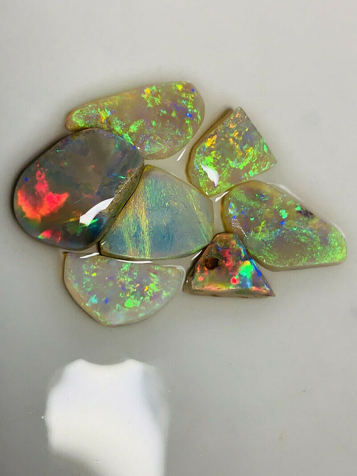 Australian Opal Rubs parcel  Gem Grade Dark  - Crystal Miners Bench® Rubs / Preforms 14cts Lots of Lovely bright FIRES / MULTIFIRES 13x10x2mm to 9x7x3mm GEM1443