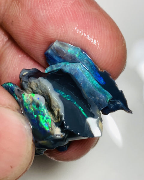 Australian Rough Opal Black Seam Stack 23cts  Exotic Gorgeous Bright Lovely FIRES in nice bars to cut 17x10x6mm to 20x6x3mm WSP59