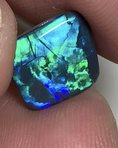 Australian Black Opal Gemstone 2.6cts AAA Quality Mulga® N1 Body Tone B1 Brightness Saturation of Green & Blue tones 10x9x2.5mm GEM26