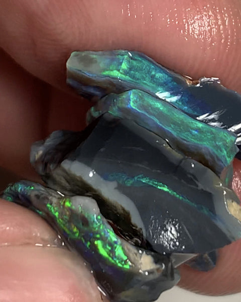 Australian Rough Opal Black Seam Stack 23cts  Exotic Gorgeous Bright Lovely FIRES in nice bars to cut 17x10x6mm to 20x6x3mm WSP59