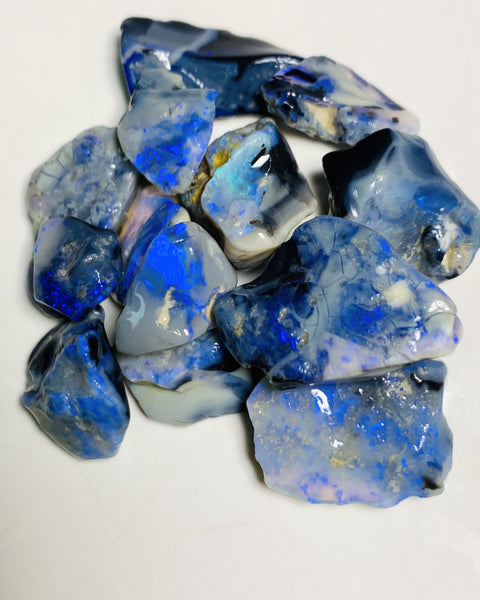 Australian Rough Mulga® Black & Semi Black Opal Seam parcel 101cts Stunning Cutters Gorgeous Bright fires & bars 22x15x7mm to 12x8x6mm WSR58