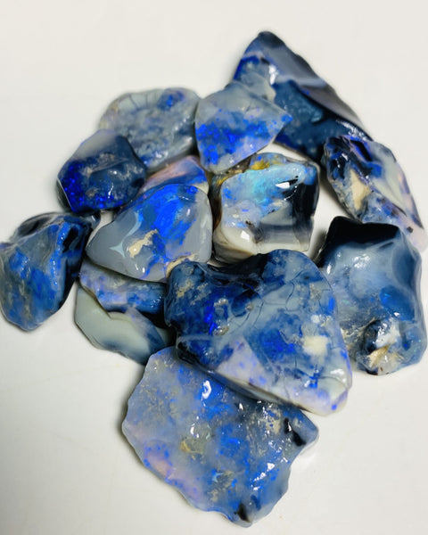 Australian Rough Mulga® Black & Semi Black Opal Seam parcel 101cts Stunning Cutters Gorgeous Bright fires & bars 22x15x7mm to 12x8x6mm WSR58